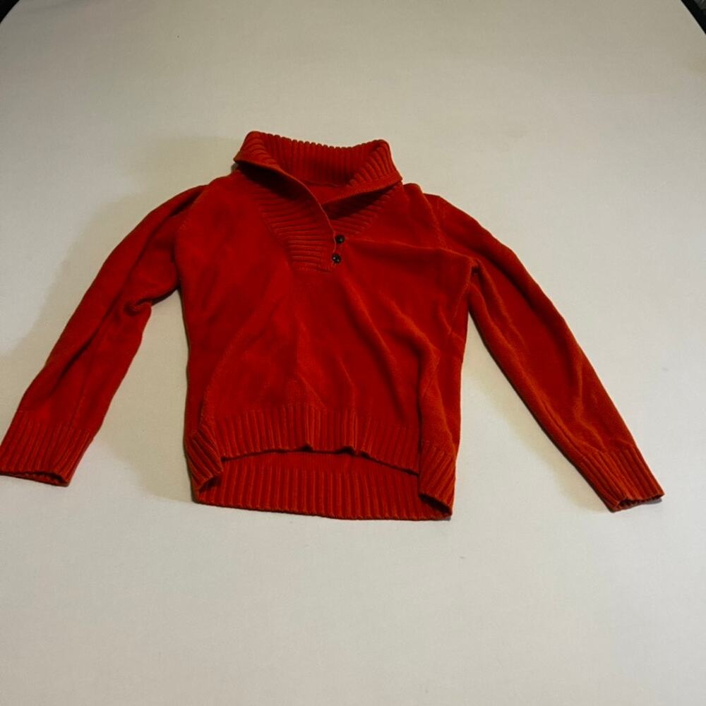 Lauren Ralph Lauren | Dark Orange Ribbed Shawl Collar Sweater - M